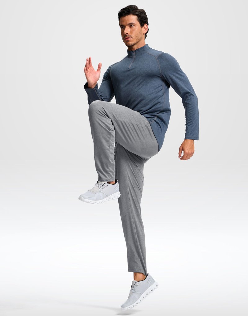 G Gradual Men's Sweatpants with Zipper Pockets Lightweight Athletic Workout Pants Soft Casual Lounge Sweat Pants for Mens(Platinum Heather, L)
