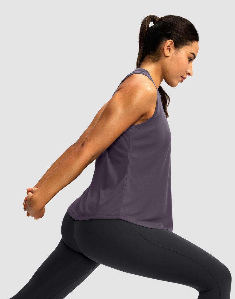 Women's Workout Tops Racerback Athletic Tank Tops Sleeveless Loose Fit Yoga Running Gym Shirts for Women(Purple Grey,XXL)