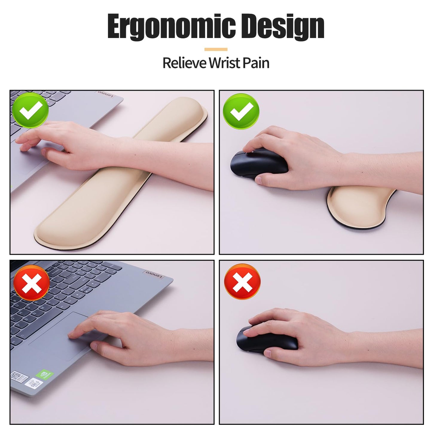 Bloss Leather Desk Pad and Keyboard Wrist Rest, Large Mouse Pad + Keyboard Pad+Mouse Wrist Support, Non-Slip Desk Mat Protector for Office, Home(31.5×15.7 Inches,Beige)