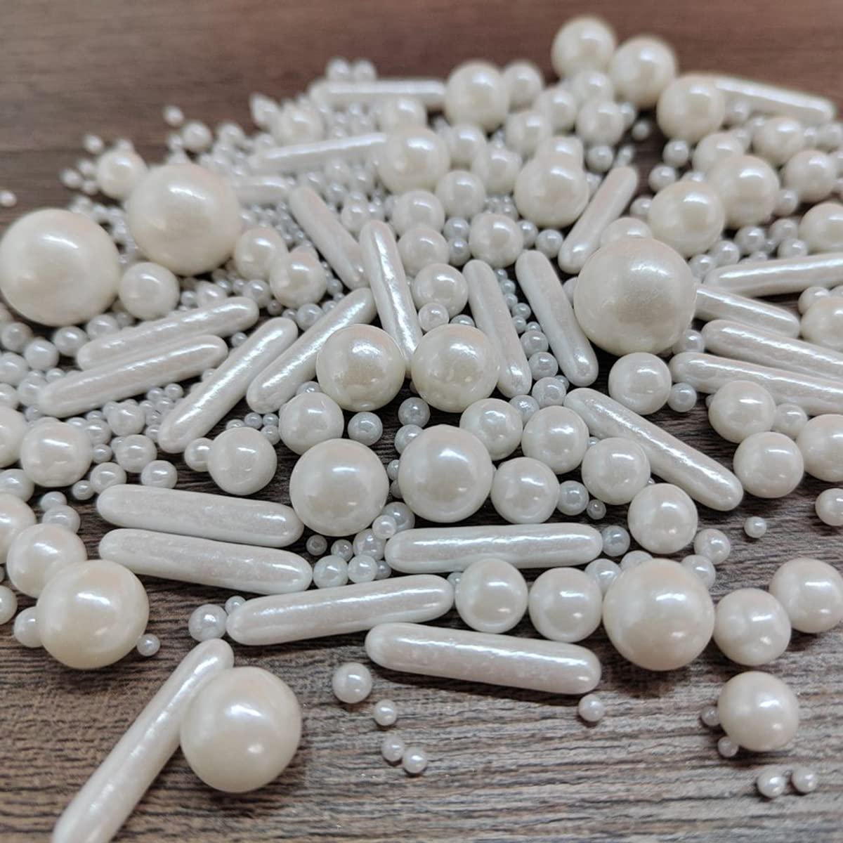 Edible White Pearl Sugar Sprinkles Candy Mix Size Baking Edible Cake Decorations Cupcake Toppers Cookie Decorating Wedding Party Valentine Halloween Christmas Supplies 85g/3oz