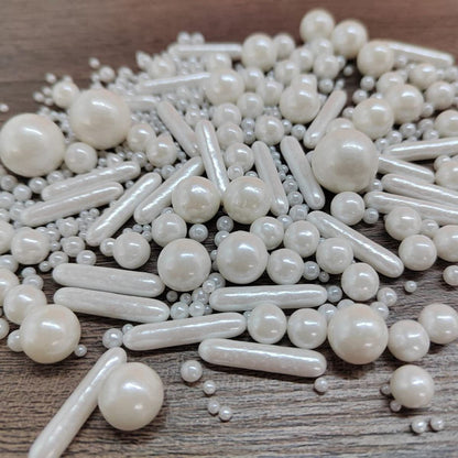 Edible White Pearl Sugar Sprinkles Candy Mix Size Baking Edible Cake Decorations Cupcake Toppers Cookie Decorating Wedding Party Valentine Halloween Christmas Supplies 85g/3oz