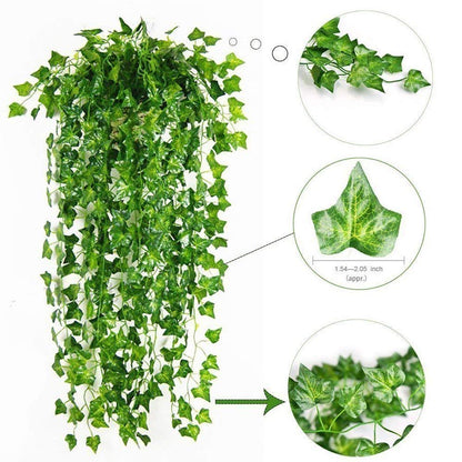 12 Pack 84 Ft Artificial Garland Fake Foliage Artificial Ivy Vine Ivy Leaves Garland Artificial Hanging Plants Wedding Garland for Home Decor Indoor Outdoors Wedding Wall Decor (Ivy Leaves)