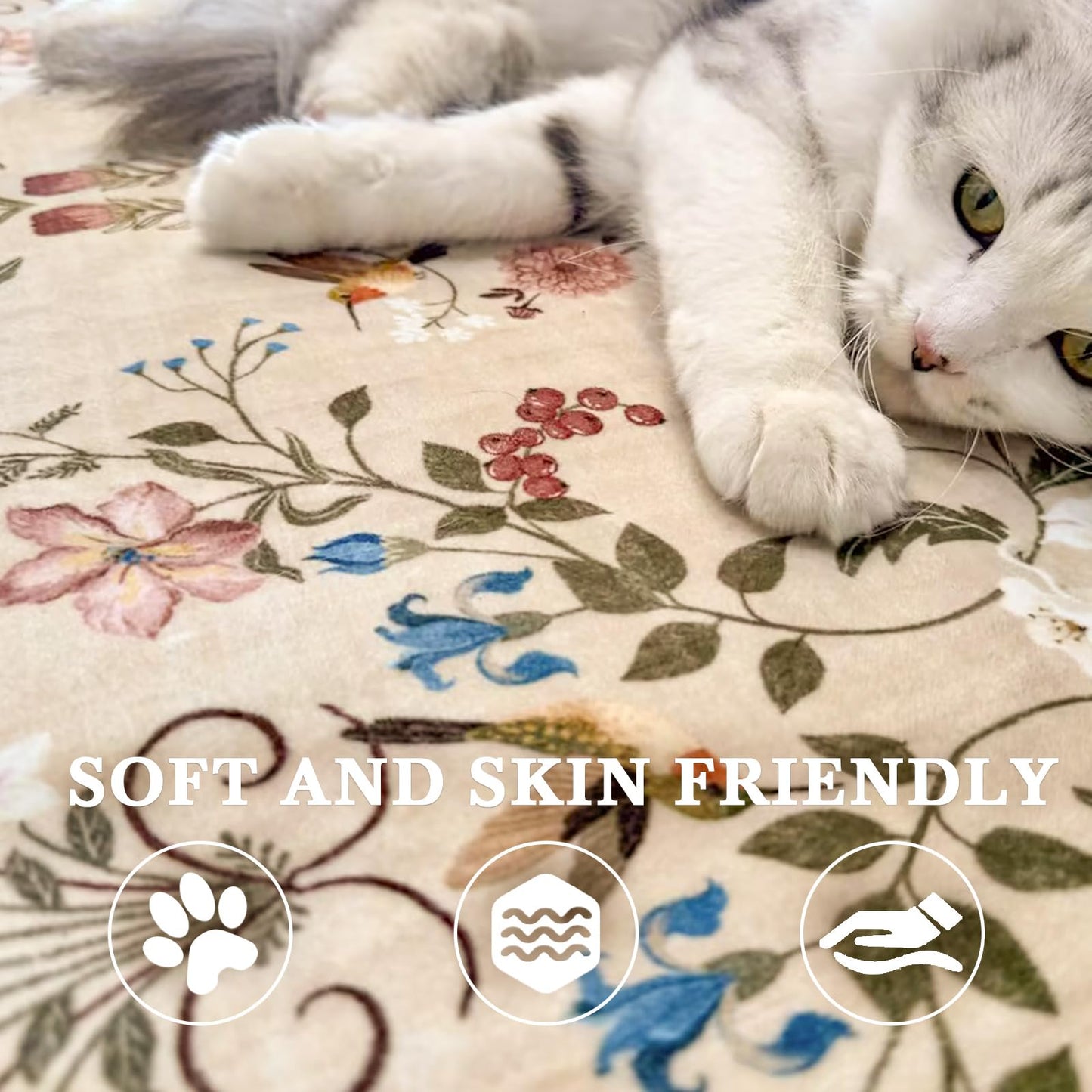 jinchan Round Rug 6ft Floral Entryway Rug Soft Washable Kitchen Oriental Non Slip Mat Low Pile Chinoiserie Lightweight Flower Throw Carpet for for Bedroom Living Room Playroom Office, Light Taupe