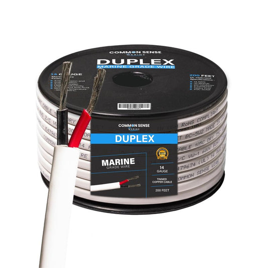 14 Gauge 2 Conductor Marine Wire - 200 ft Duplex Flat Marine Grade Wire Tinned Copper Oxygen-Free Insulated - 14/2 AWG UL 1426 Standard PVC Wire for Boat, Automotive, Speakers, Camper & Trailers
