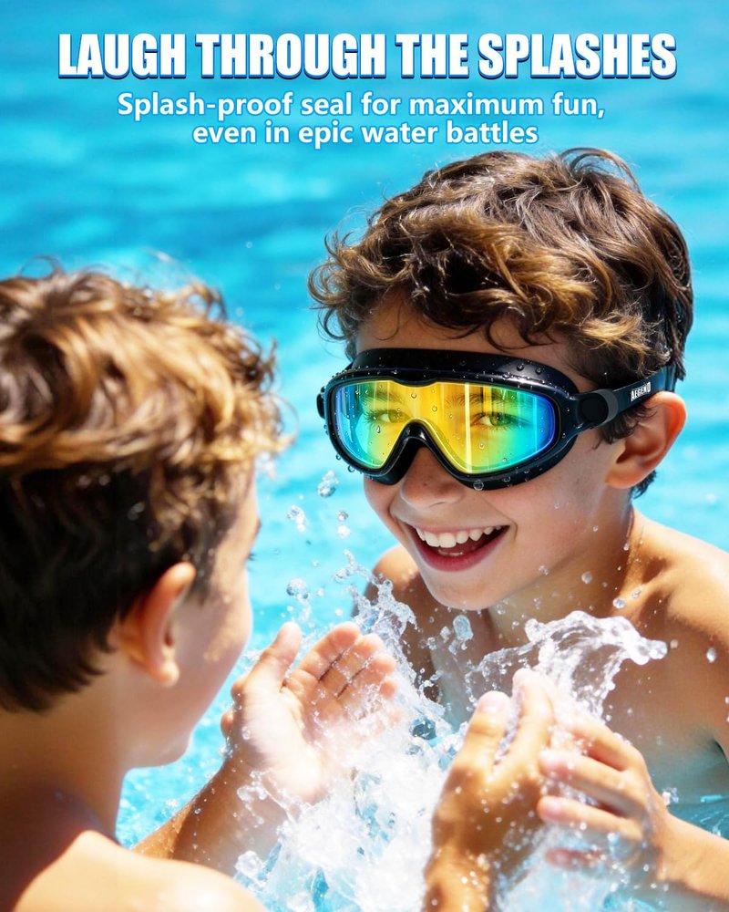 Aegend Swim Goggles for Kids Youth 3-14 – 2 Pack Wide Frame Anti-Fog Anti-UV Clear Vision Swimming Goggles for Beginners, Swimmers – Ideal for Pool, Beach, Swim Lessons, Summer Vacation