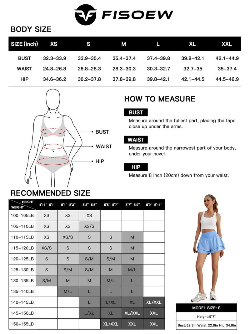 Fisoew Womens High Waisted Athletic Shorts Ruffle Tiered Running Workout Tennis Shorts with Build in Shorts Beige