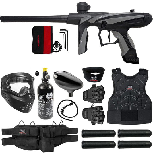 Maddog Tippmann Vantage Basic Paintball Gun Marker and Accessory Starter Package [HPA] | Protective Kit - Marker, 48ci/3000psi Compressed Air Tank, Mask, Hopper, Pods, Harness & Protective Gear