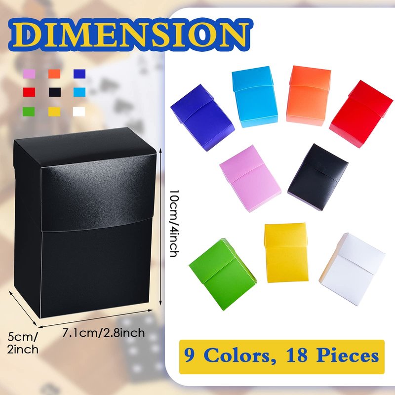 Deekin 18 Packs Deck Cards Box Trading Card Storage Box Case Carrying Case for Family Party Games Supplies(Bright Color,4 x 2.8 x 2 Inch)