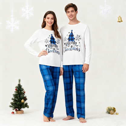 Awoscut Christmas Family Matching Pajamas Sets Christmas PJ's Letter Print Top and Plaid Pants Jammies Sleepwear (#b-7, Dog, M)
