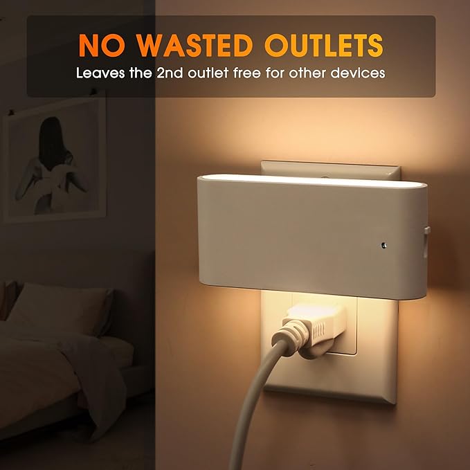 Briignite Night Lights Plug into Wall, LED Night Light with Dusk to Dawn Light Sensor, 2 Pack,Dimmable Night Light Plug in, 3000K Soft White Nightlight for Kids Room Bedroom Hallway Kitchen