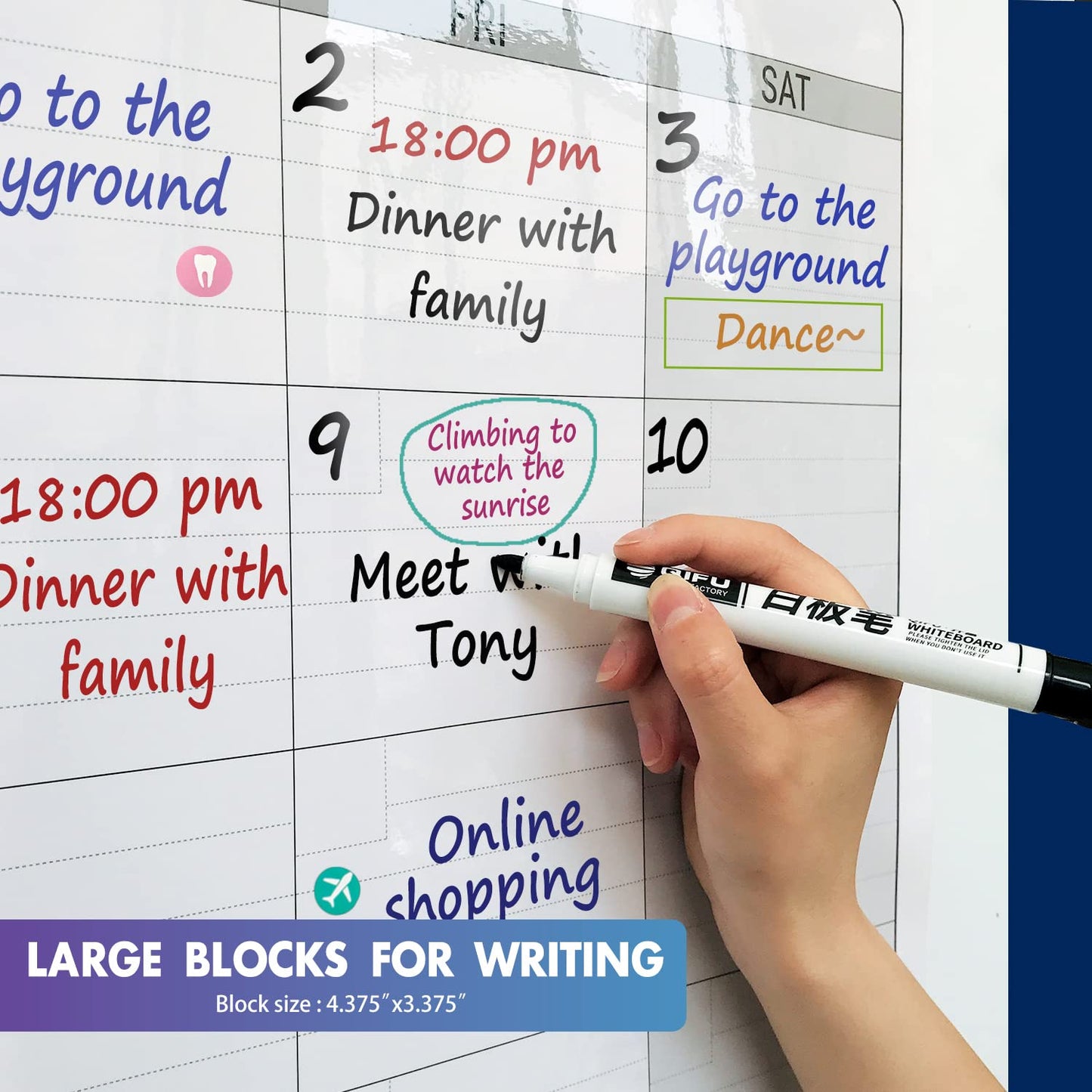 Dry Erase Four Month Laminated jumbo Wall Calendar, 46" x 63", Huge quarterly Laminated Erasable White Board, Giant 120 day Family Whiteboard Schedule Planner, Large Multi Month Reusable Poster