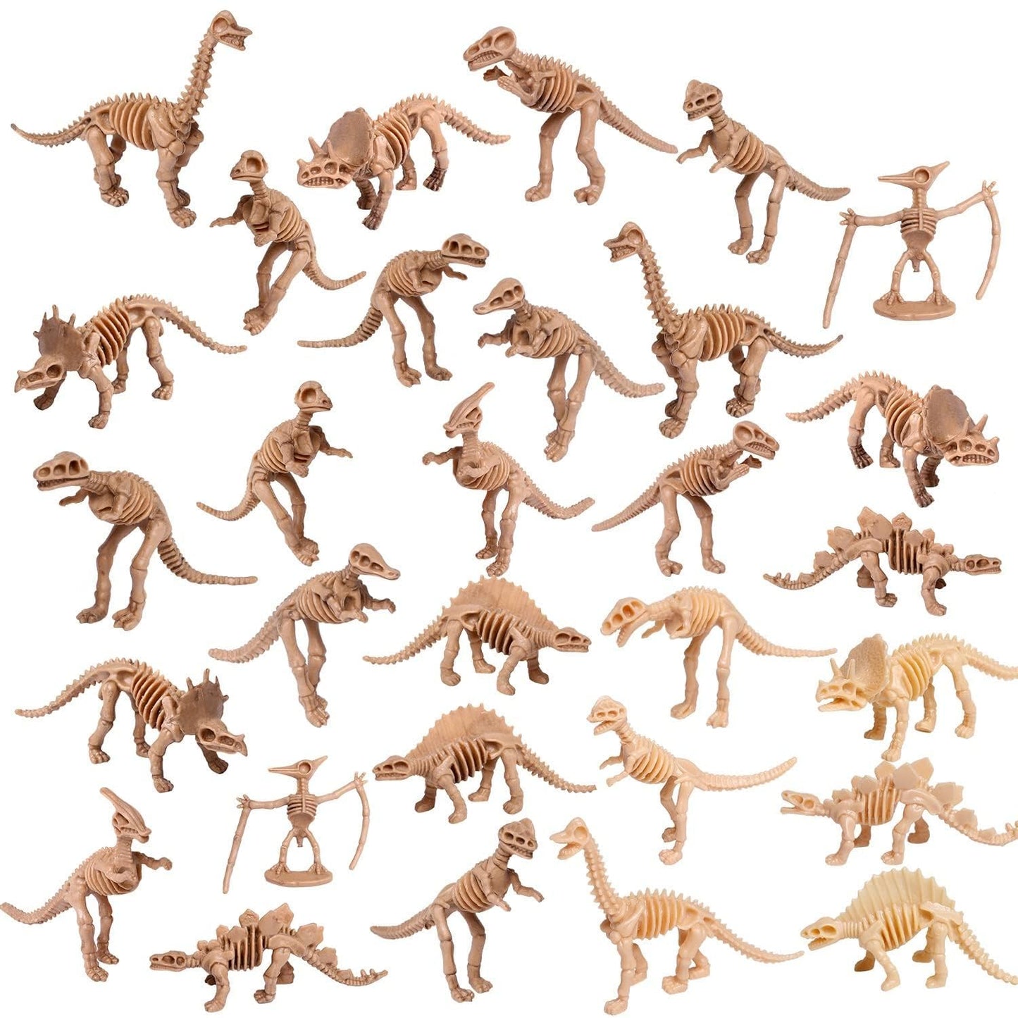 UPINS 30 Pack Dinosaur Fossil Skeletons 3.7 Inch Assorted Dinosaur Skeleton Toy Figures Dino Bones Educational Gift for Science Play Dino Sand Dig Party Favor Decorations