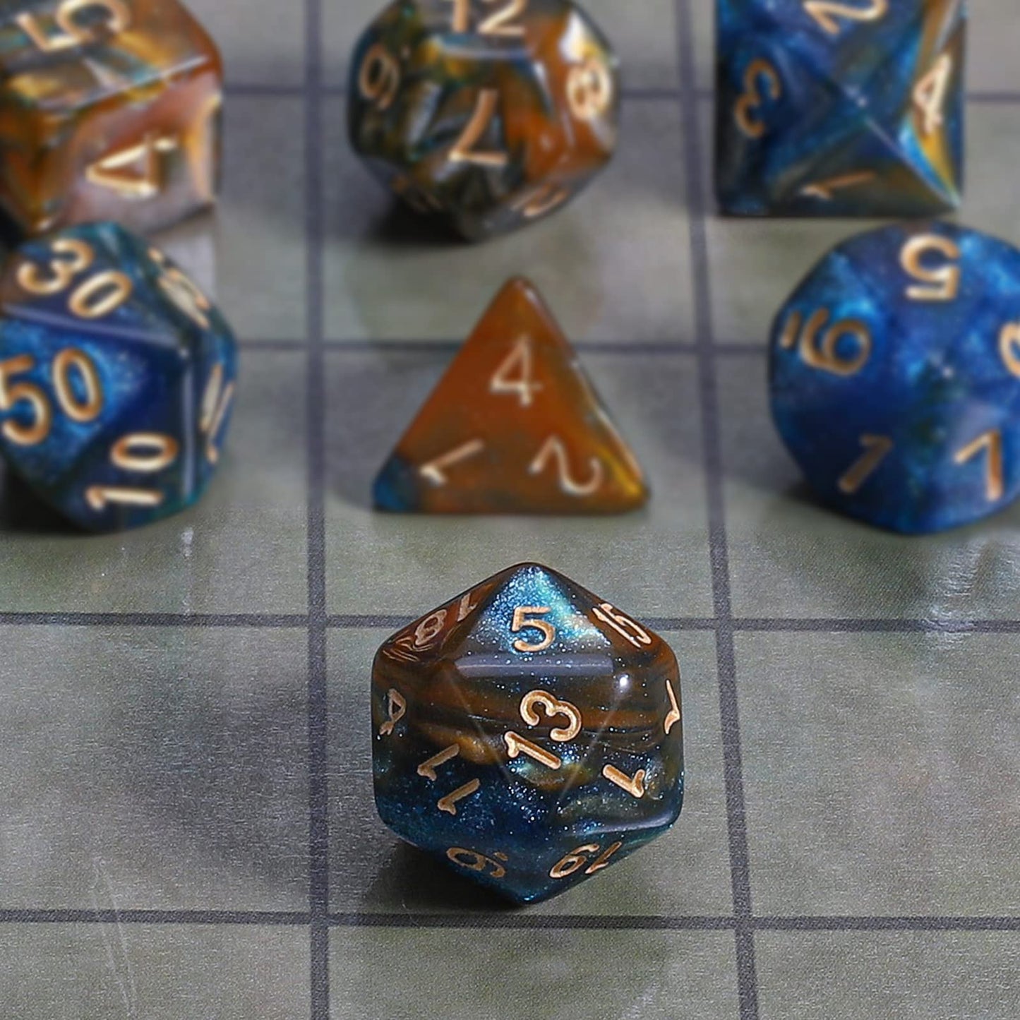 CiaraQ DND Polyhedral Dice Set with a Black Dice Bag for D&D RPG MTG Role Playing Table Games