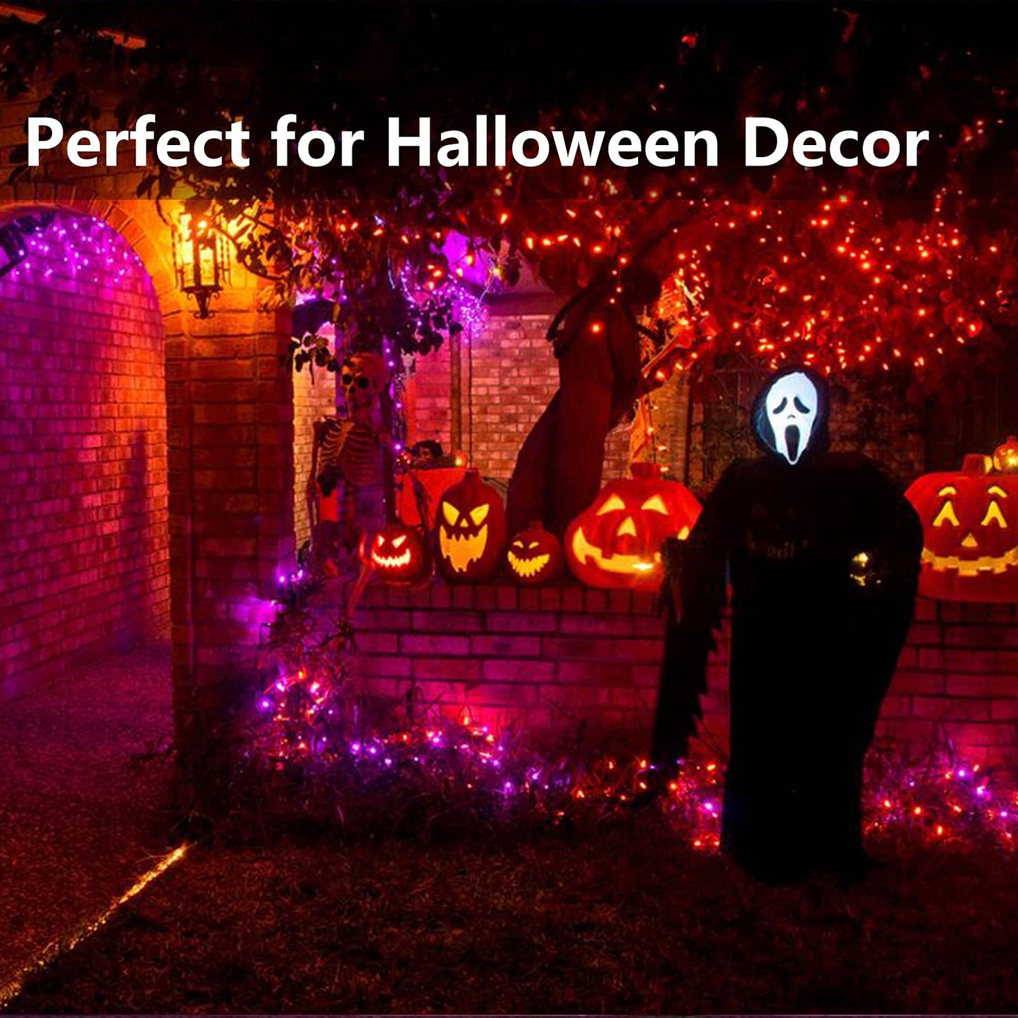 Joomer Orange Purple Halloween Fairy Lights, 2-Pack 16.4FT 50LED Battery String Lights, 8 Modes with Timer Function, Waterproof Twinkle String Light for Indoor Outdoor Halloween Decoration