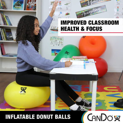 CANDO - 30-1955 CanDo Donut Exercise, Workout, Core Training, Swiss Stability Ball for Yoga, Pilates and Balance Training in Gym, Office or Classroom. Blue, 85 cm W x 45 cm