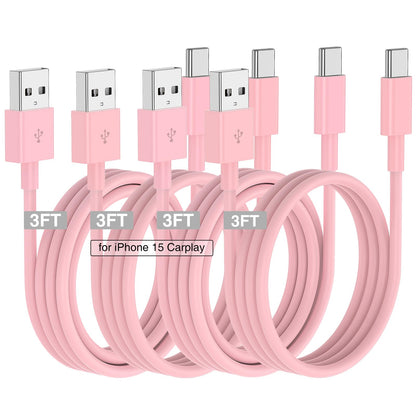 Car Carplay Cable for iPhone 17 16 15 Charger Cord,3/3/6/6FT USB A to USB C Cable for iPhone 17 Pro Max/16 Pro/15 Plus Charger,USB C Car Charger for Apple 17 Air/16 Pro Max/16e/15/iPad Pro