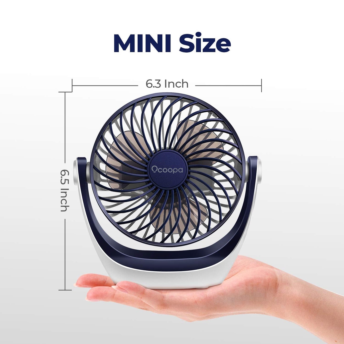 OCOOPA USB Desk Table Fan with Strong Airflow & Quiet Operation, Portable Cooling Fan Speed Adjustable 360°Rotatable Head for Home Office Bedroom Table and Desktop