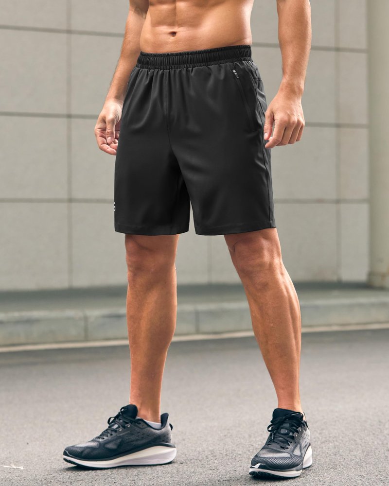 G Gradual Men's Athletic Running Shorts with Zipper Pockets Quick Dry 7"/ 5"/ 9" Workout Gym Shorts for Basketball Hiking(Black,7XL)