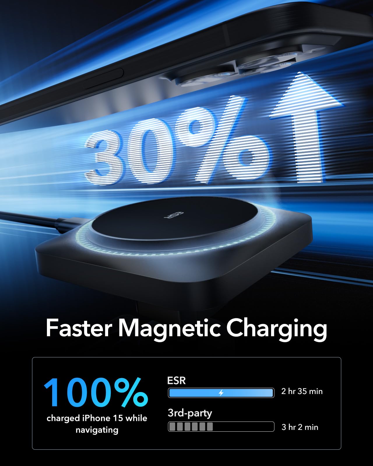 ESR for MagSafe Car Mount Charger with CryoBoost, Phone Cooling MagSafe Car Charger, Magnetic Wireless Car Charging, Air Vent/Dashboard Car Phone Holder for iPhone 16/15/14/13/12, S25, Fast Charging