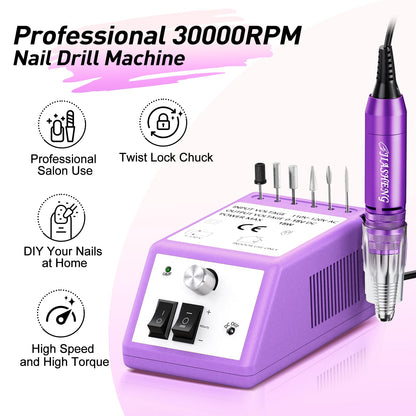 20000RPM Electric Nail Drill Professional Nail File Drill Acrylic Nails Kit for Manicure Gel Nail Polish Remover with 1 Pack of Sanding Bands(Pink)