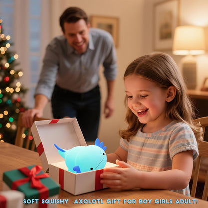 DREAMING MY DREAM Axolotl Night Light for Kids,Cute Axolotl Gifts lamp Rechargeable Light Table Bedside Lamp,LED Animal Silicone Nursery Night Lamp Cute Room Decor for Kids Girls Boys