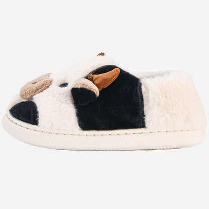 NZFUN Cow Slippers for Women and Men, Fluffy Cute Cozy Cartoon Cow Fuzzy House Slippers Womens Cows Animal Funny Furry Kawaii Bedroom Pillow Cloud Slipper for Women Indoor and Outdoor Shoes, Black