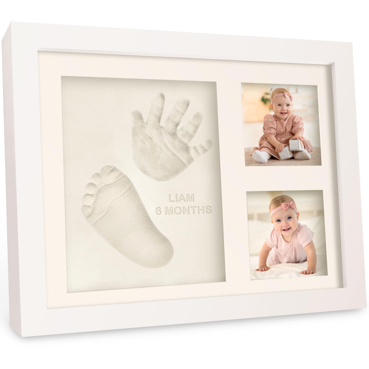 Baby Hand and Footprint Kit - Quick Dry Clay Baby Footprint Kit, Newborn Keepsake, Nursery Picture Frame for Boys, Girls, Personalized Gifts for Shower & Registry, New Mom Gift (Alpine White)