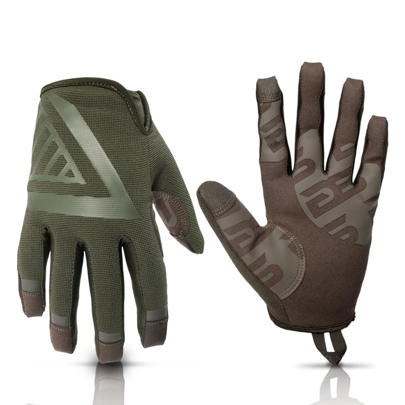 Glove Station The Impulse Gloves for Men with Touchscreen Compatibility – Suede Leather & Spandex Gloves for Motorcycle, Airsoft, Paintball & Work Use – XL, Green