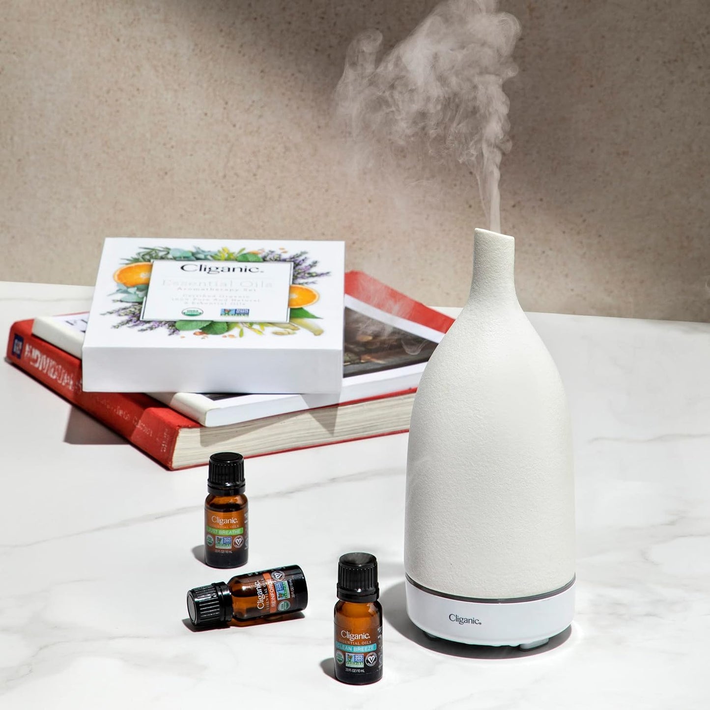 Cliganic Organic Aromatherapy Essential Oils Gift Set (Top 8), 100% Pure - Peppermint, Lavender, Eucalyptus, Tea Tree, Lemongrass, Rosemary, Frankincense & Orange