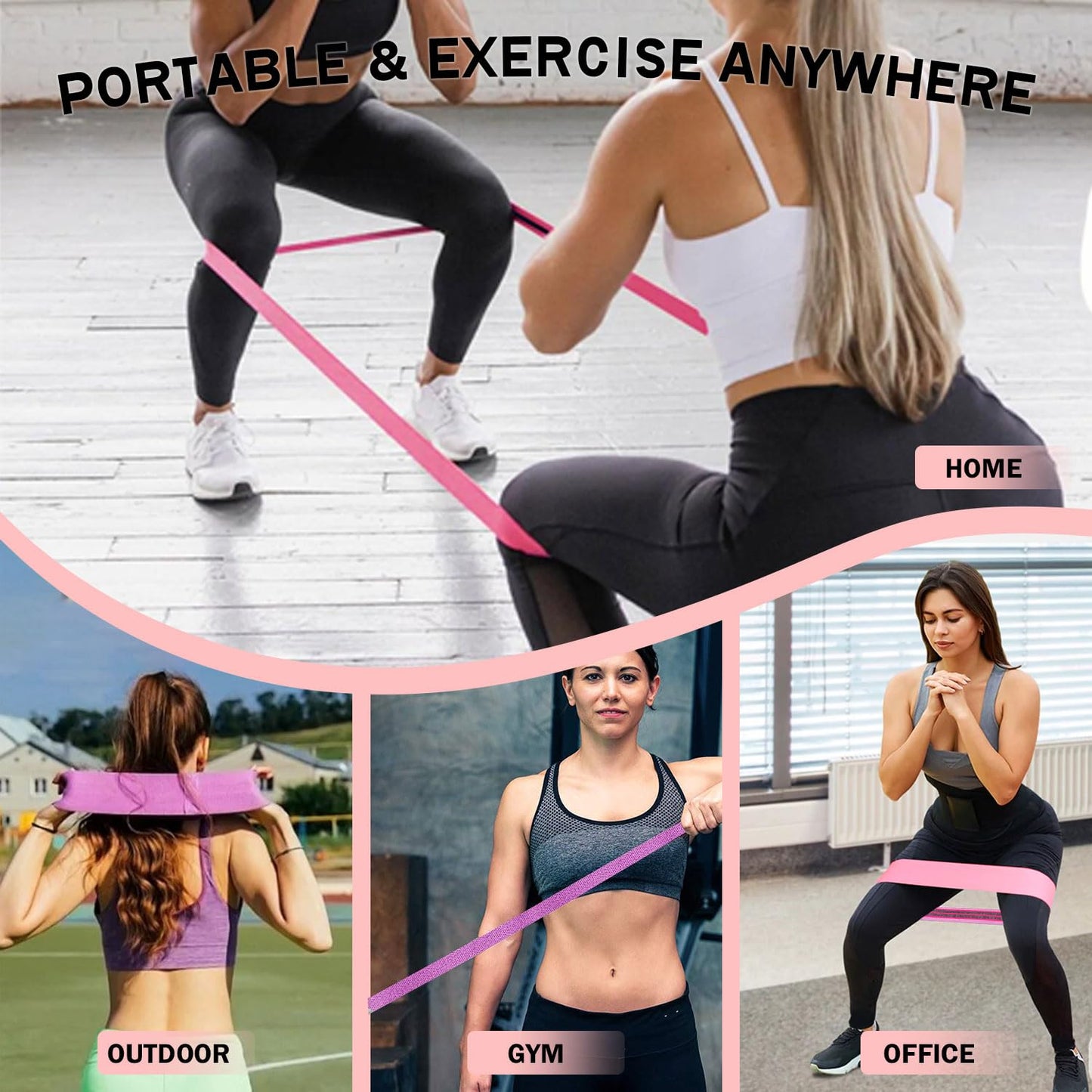 KANGFITER Large Fabric Resistance Bands for Working Out, Loop Exercise Bands for Booty Leg, Butt, Glutes, Stretch Workout Bands for Women & Men, Hip Elastic Bands for Home Gym Fitness, Yoga, Pilates
