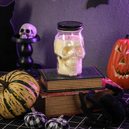 Gothic Skull Candle, Large Skull Candle Halloween Gothic Decorations for Home Table Bar Indoor Room,Scary Halloween Decorations Indoor White