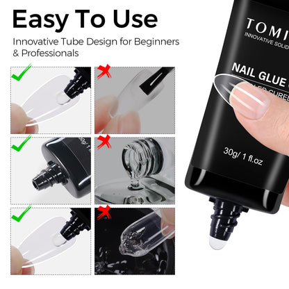 TOMICCA Short Nail Tips Extra Short Square Nail Tips, 192Pcs Fake Nails 12 Sizes Acrylic Clear Nails for Beginner and Professional DIY Gel Nails Salon