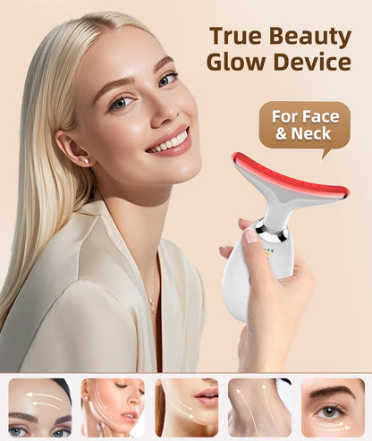 Red-Light-Therapy-for-Face and Neck, 7 Color Light Based Facial Massager, Portable Skin Care Tool (Black)