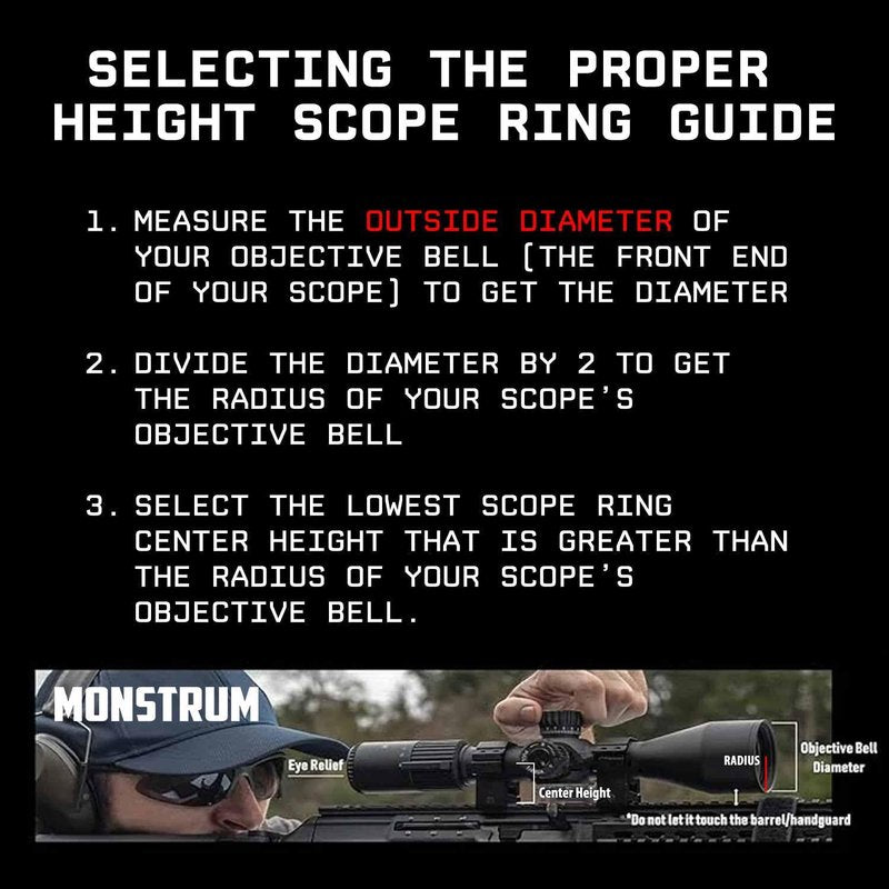 Monstrum Next Level Scope Rings with Integrated Level Bubble and Anti-Recoil Lugs | 1 inch Diameter | 1.00 Center Height