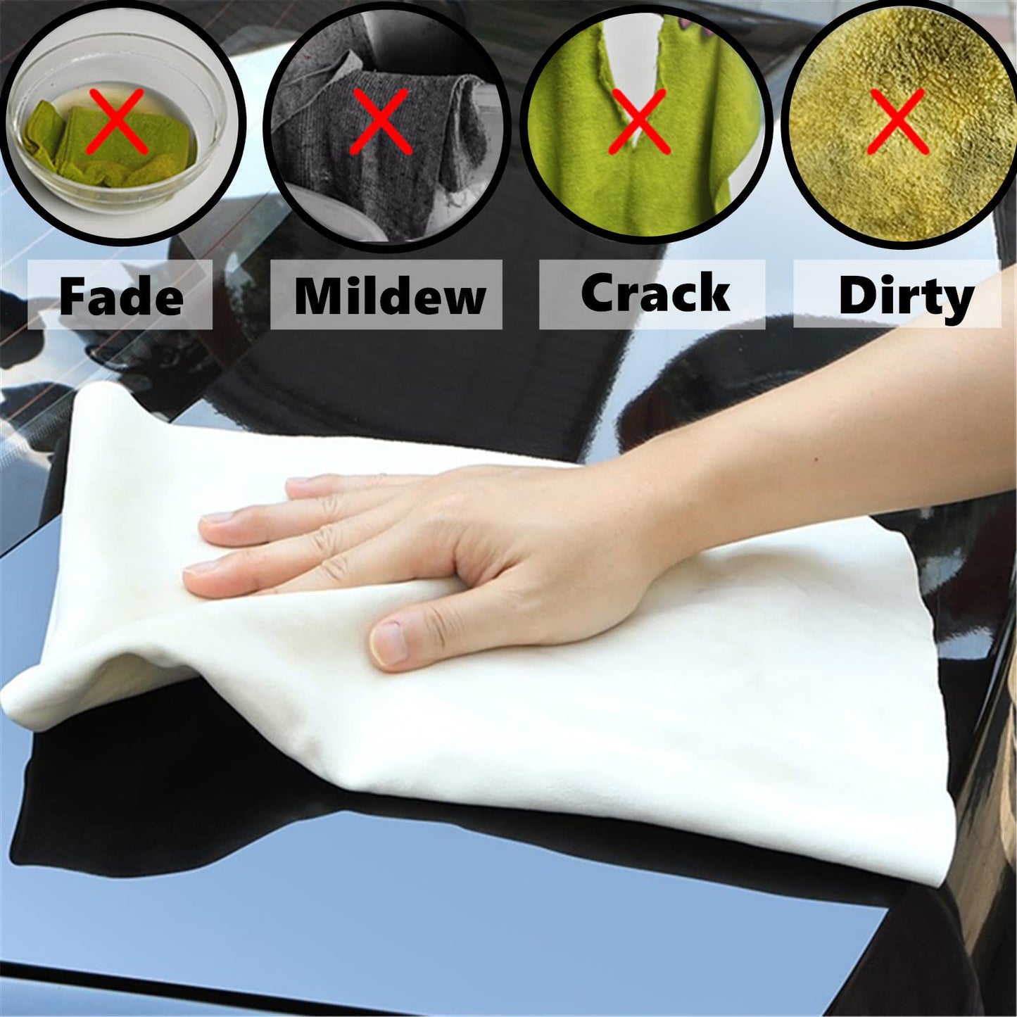 Turnart Genuine Chamois Leather for Car Drying Car Wash Shammy Cloth for Cleaning (S/50×40cm)