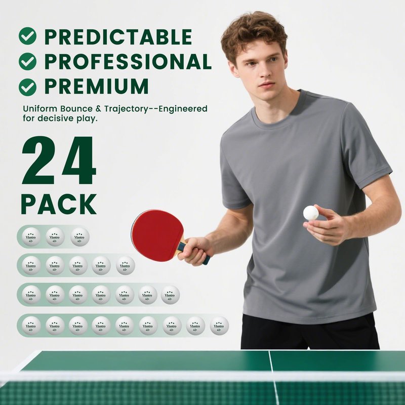 Vlantro 24 Pack 3-Star White Table Tennis Balls, Premium 40+ ABS Regulation Bulk Ping Pong Balls for Competition & Training, for Indoor/Outdoor Play