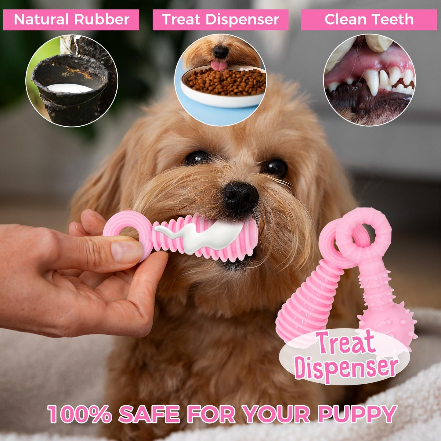 CGBD Puppy Toys, 9 Pack Puppy Chew Toys for Teething, Cute Pink Small Dog Toys, Teething Toys for Puppies, Soft Durable Interactive Dog Chew Toy for Small Dogs