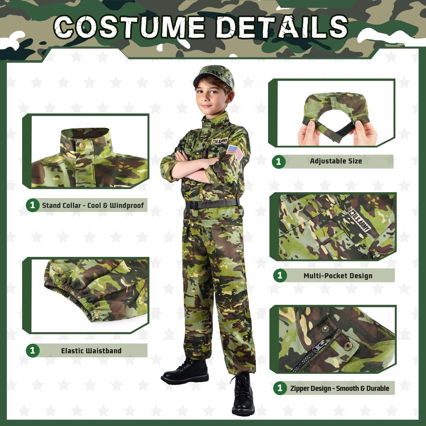 Metemot Kids Army Costume for Boys, Military Army Costume with Army Toys, Solider Boy Dress up, Halloween Costumes for Boys…
