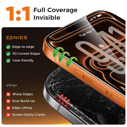 NeverBreak 9H+ Hardness for iPhone 17 Pro Max Screen Protector 12FT Military Grade Protection (Scratch, Shatter, Drop Resistance) Tempered Glass Full Edge Coverage 6.9", 2 Pack with De-Bubble Card