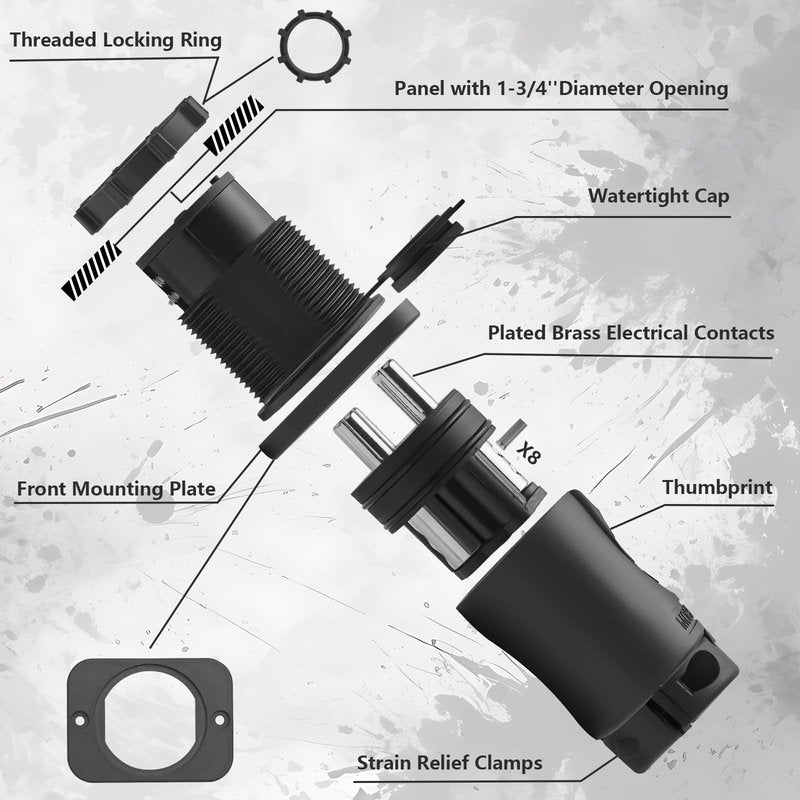 Moestoont 70A Trolling Motor Plug for 2 or 3 Wire 12-48V Systems Compatible with Minn Kota Marine Boat, Watertight Heavy Duty Electrical Power Connector Black