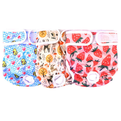 Medo 3 Packs Reusable Dog Nappies, Super Absorbent Washable Dog Diapers Puppy Sanitary Wraps Panties for Female Pet Incontinence and Long Travels 40-50 cm/15.7-19.7 (M), pink+blue+yellow