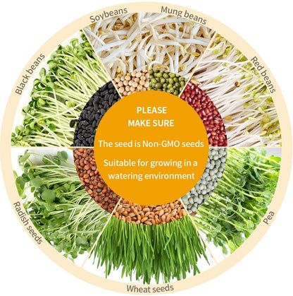 Bean Sprouts Machine, Seed Sprouter Kits, LED Display Time, Intelligent Automatic Bean Sprouts Maker, 3 Layers Function Large Capacity Seed Grow, Also for Radish, Alfalfa, Wheatgrass, Broccoli Sprouts