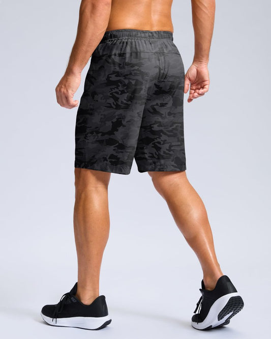 G Gradual Men's Athletic Running Shorts with Zipper Pockets Quick Dry 7"/ 5"/ 9" Workout Gym Shorts for Basketball Hiking(Grey Camo,9XXXL)