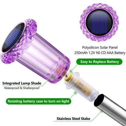 DenicMic Halloween Solar Lights Outdoor 10 Pack Purple LED Waterproof Yard Garden Patio Backyard Pathway Walkway Landscape Path Lawn Outside Halloween Decorations Outdoor