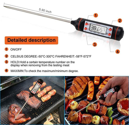 EastKing Smoker Accessories Set-Grilling Oven Gloves,BBQ Claws,Meat Thermometer and Silicone Brush BBQ Set for Cooking Barbecue Baking (Black)