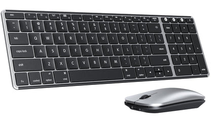 seenda Bluetooth Keyboard and Mouse for Mac, SKM64-2 Multi-Device Rechargeable Slim Wireless Keyboard Mouse Stainless Steel Full Size, Compatible with MacBook Pro/Air, iPad, Mac - Space Gray