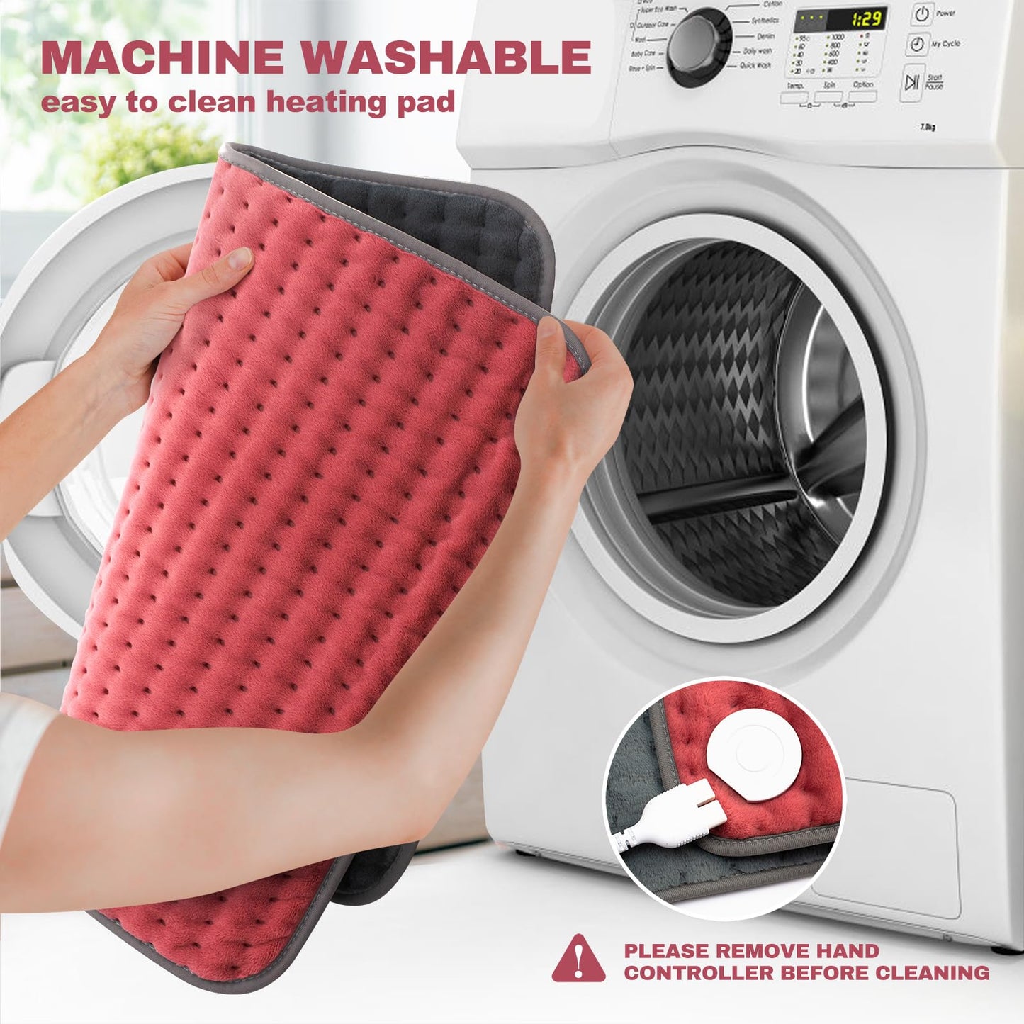 Heating pad for Back, Neck, Shoulder, Cramps and Leg Pain Relief, Heat Pads Christmas Gifts for Women, Men, Mom, Dad, Auto-Off,Machine Washable,Moist Dry Heat Options,Extra Large 12"x24"