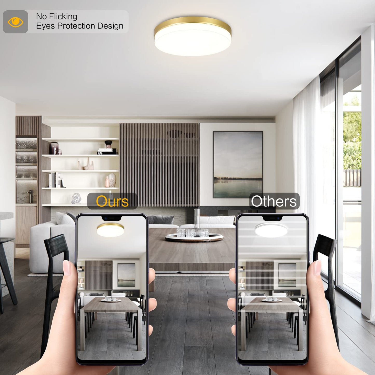 ASHUAQI Gold LED Ceiling Light, 36W 4000K Natural White Bathroom Lights, 3240LM Round Bright Ceiling Lights for Kitchen, Bedroom, Hallway, Utility Room, Laundry, Toilet, Porch, Ø23 CM