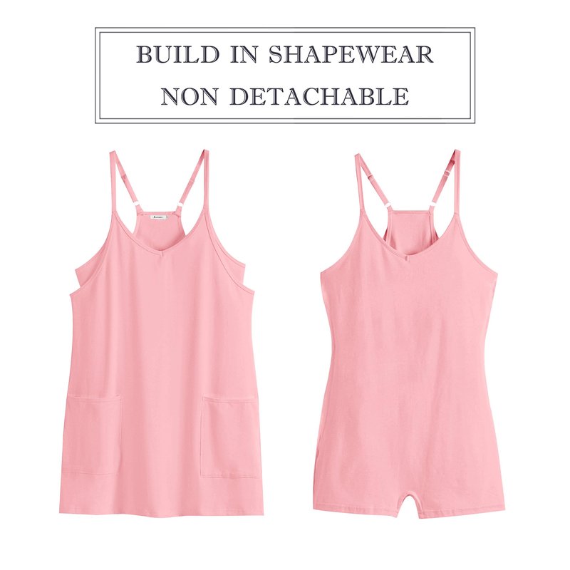 ANRABESS Women Athletic Dress Summer Tennis Workout Active Sports Mini Romper Dress Built in Shorts Travel Vacation Clothes Pink Large