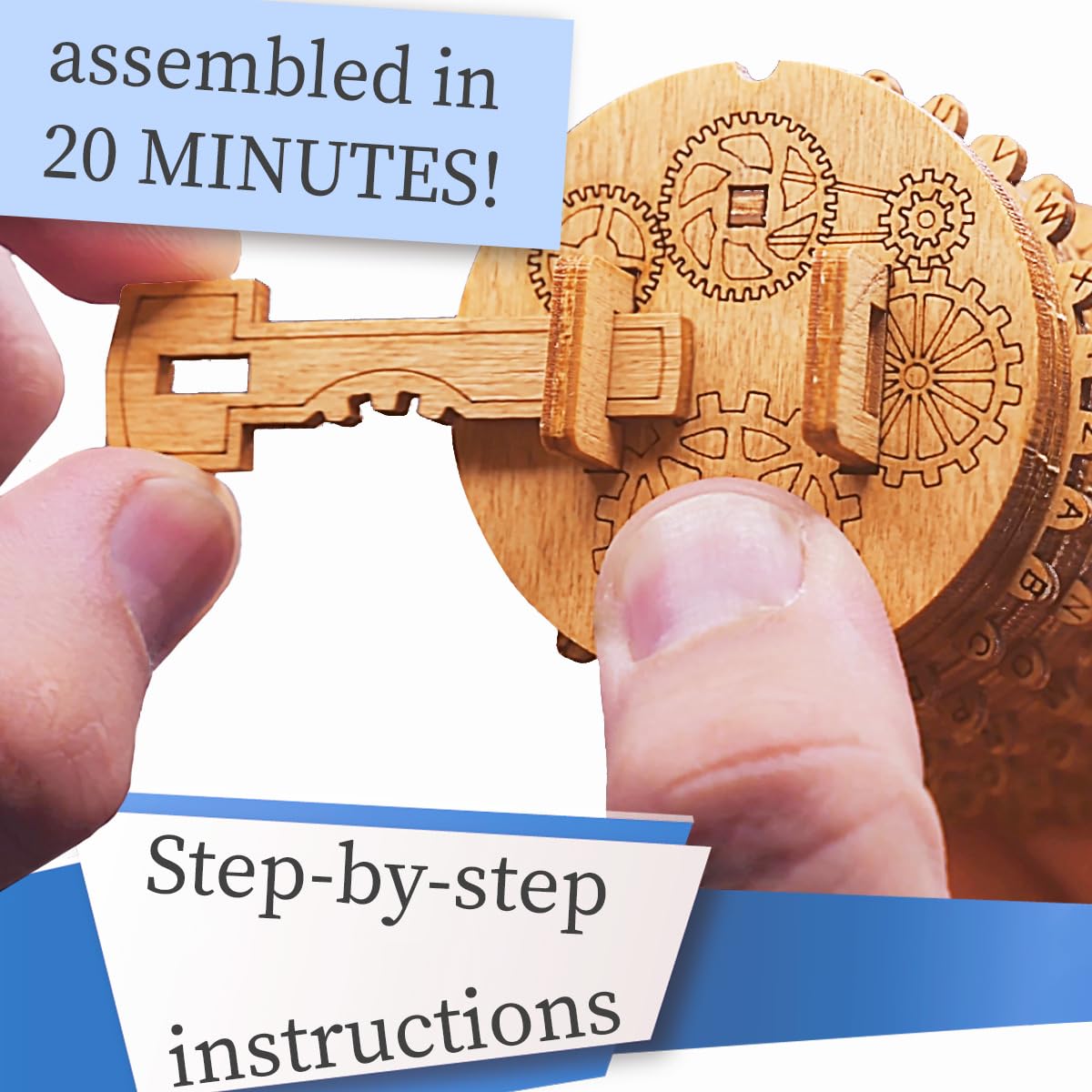 iDventure Kryptos - 3D wooden kit Puzzle box with a secret code box - cryptex - money box for cash - 3D puzzle for adults - small gift box - mysterious puzzle box - treasure box - Escape Room game